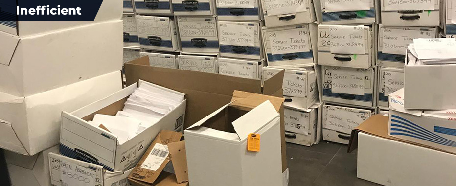 repair orders in boxes storage car dealer
